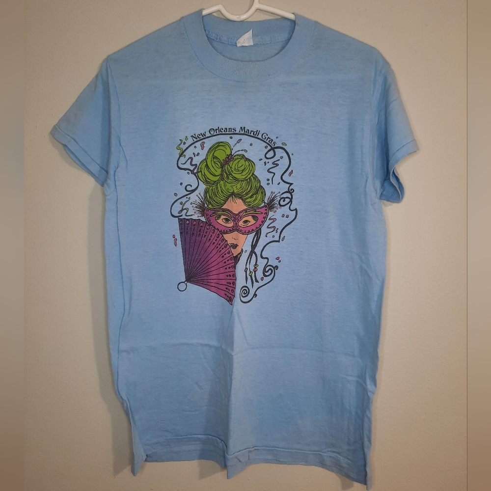 RARE!! Vintage 70s Mardi Gras New Orleans Single Stitch THIN! T-Shirt Mens Sz XL